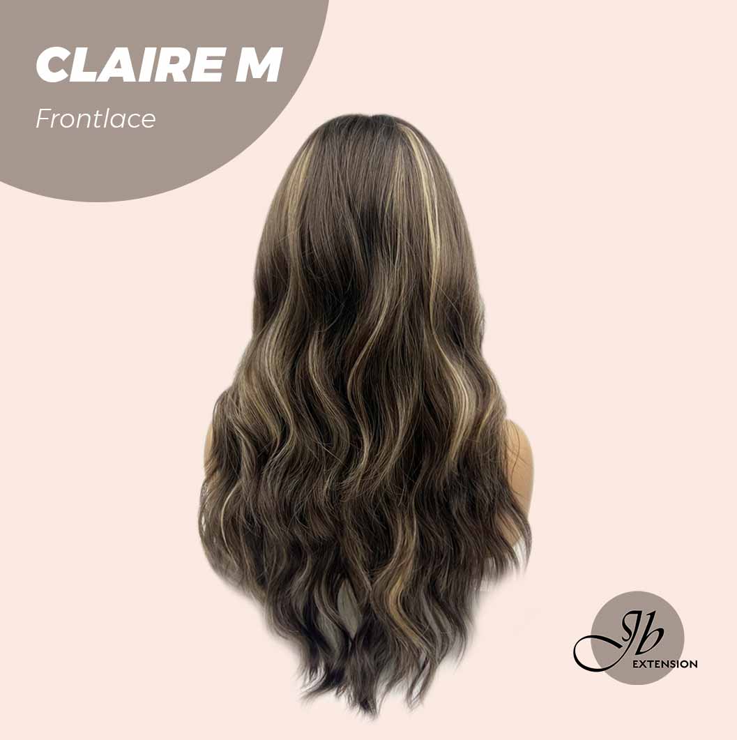 JBEXTENSION 22 Inches Body Wave Brown With Highlight Pre-Cut Frontlace Glueless Wig CLAIRE LACE M