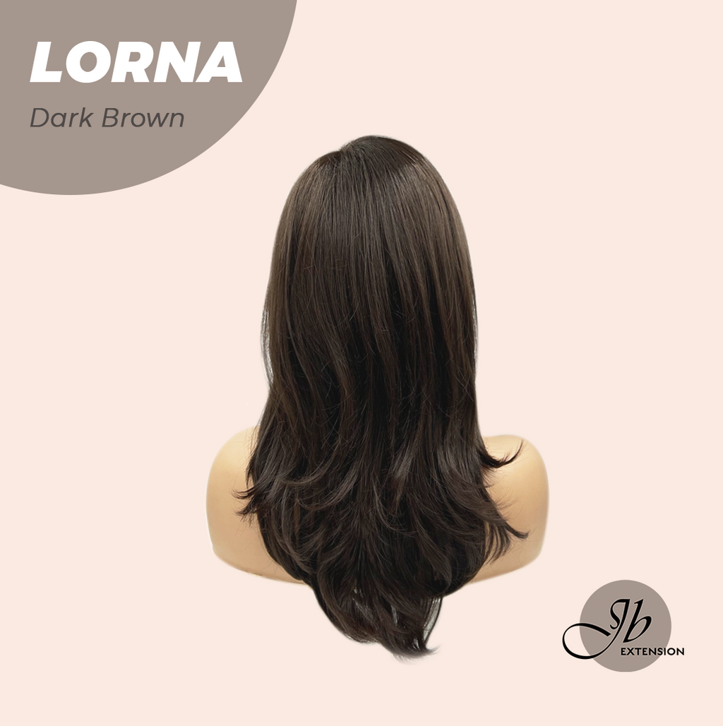 HOT OF SEASON -18 Inches Dark Brown Curly Women Fashion Full Machine Wig With Bangs LORNA DARK BROWN【PLUS PERMATEASE】【BENDY EAR TABS】