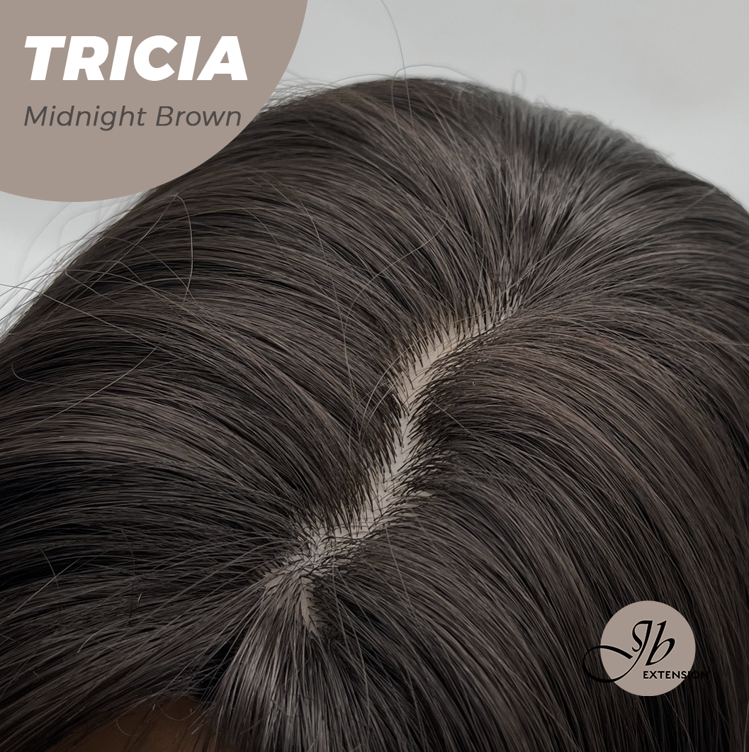 JBEXTENSION 23 Inches Curly Midnight Brown( Black/Brown) Wig TRICIA MIDNIGHT BROWN