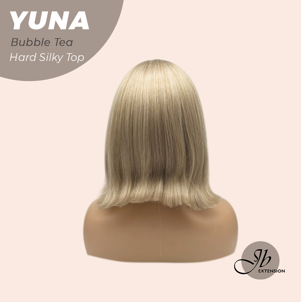 JBEXTENSION 12 Inches Scalpiana Bubble Tea 3.5X4 Hard Silky Top Natural Scalp Effect Women Wig With Bangs YUNA BUBBLE TEA