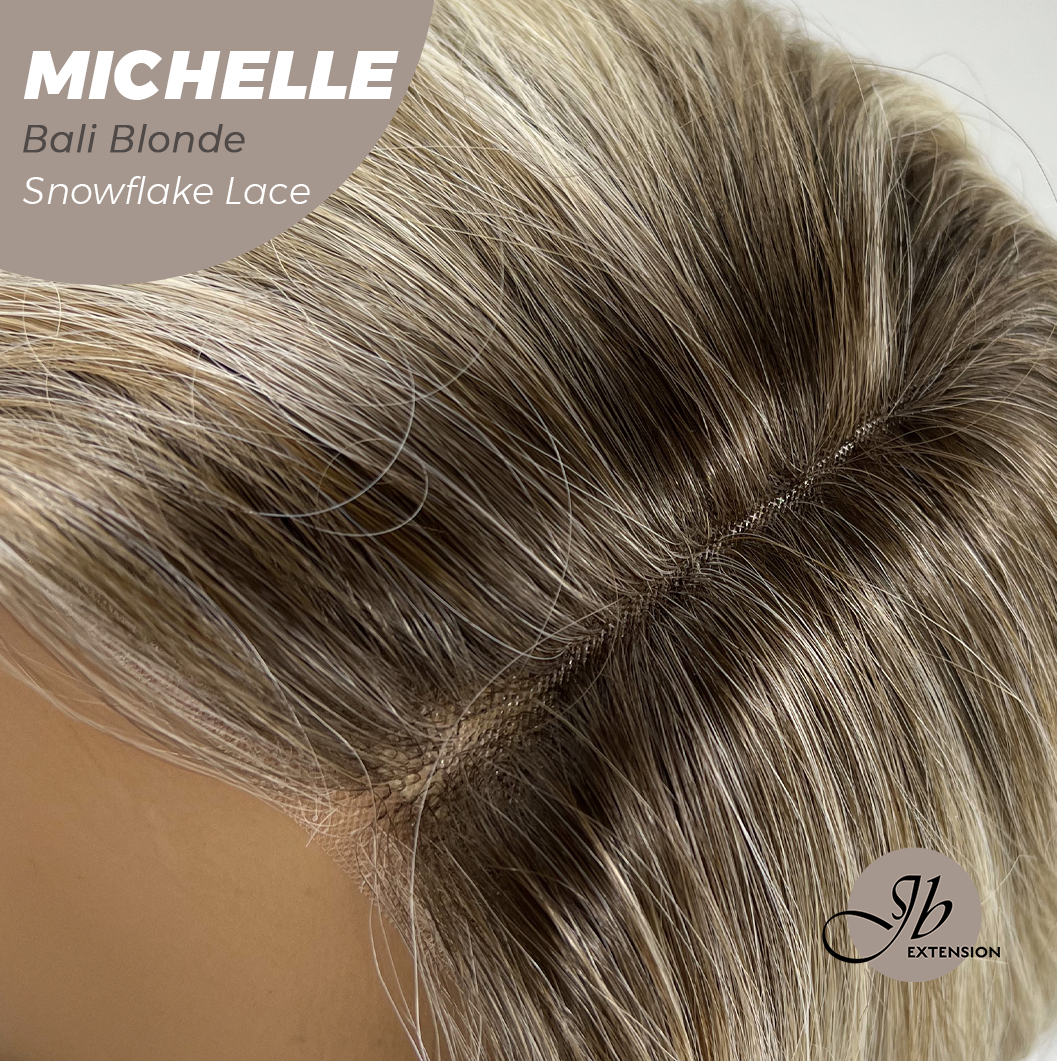 JBEXTENSION 10 Inches Bali Blonde Pre-Cut Side Part Snowflake Lace Frontlace Glueless Wig MICHELLE BALI BLONDE【BENDY EAR TABS】- S/M