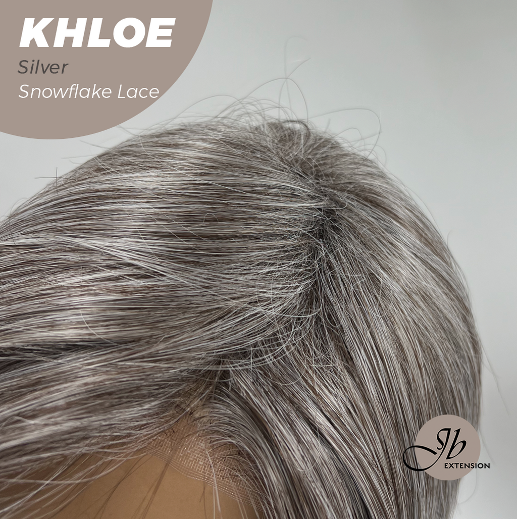 JBEXTENSION 12 Inches Bob Cut Silver Pre-Cut Snowflake Lace Frontlace Glueless Wig KHLOE SILVER【PERMATEASE】【BENDY EAR TABS】- M/L