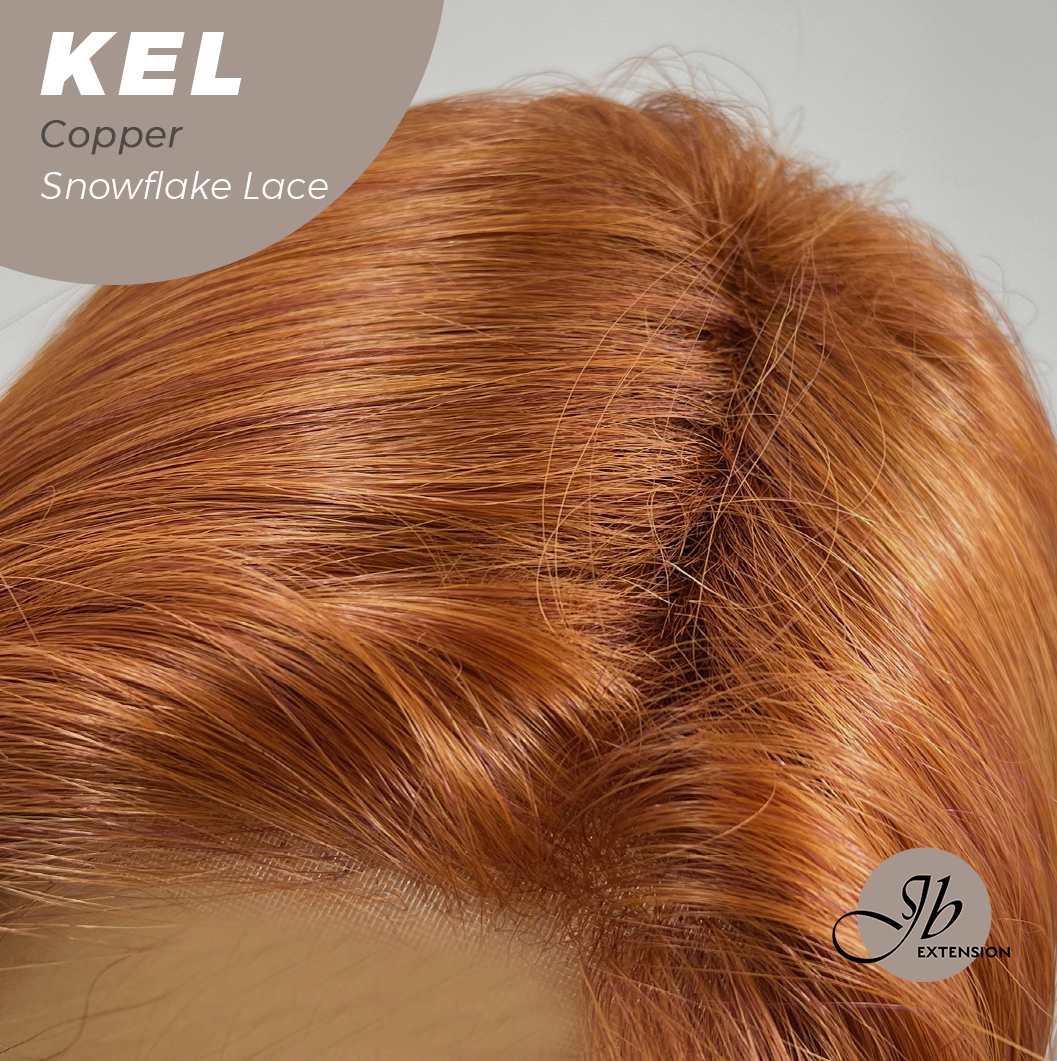 JBEXTENSION 22 Inches Copper Pre-Cut Snowflake Lace Frontlace Glueless Wig KEL COPPER【PERMATEASE】【BENDY EAR TABS】- S/M