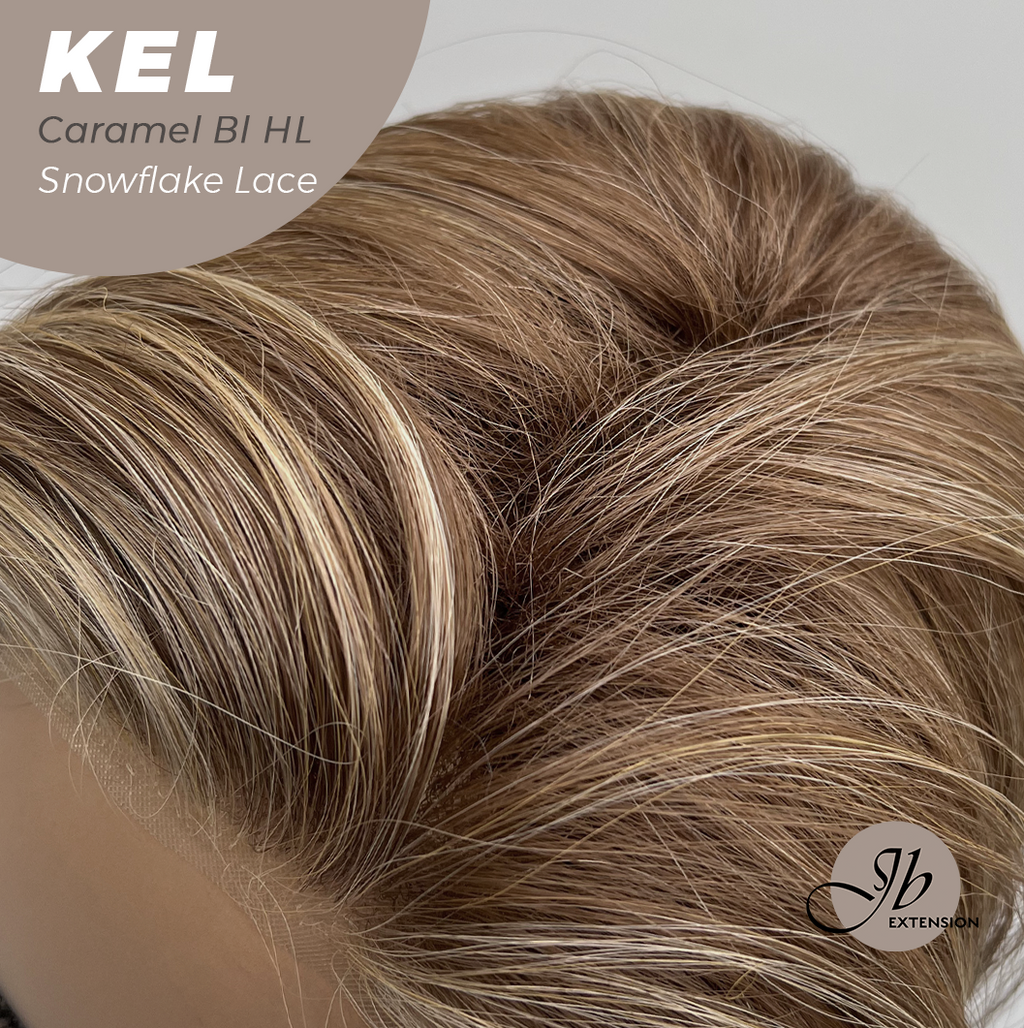 [PRE-ORDER] JBEXTENSION 22 Inches Caramel Blonde Highlight Pre-Cut Snowflake Lace Frontlace Glueless Wig KEL CARAMEL BLONDE HIGHLIGHT【PERMATEASE】【BENDY EAR TABS】