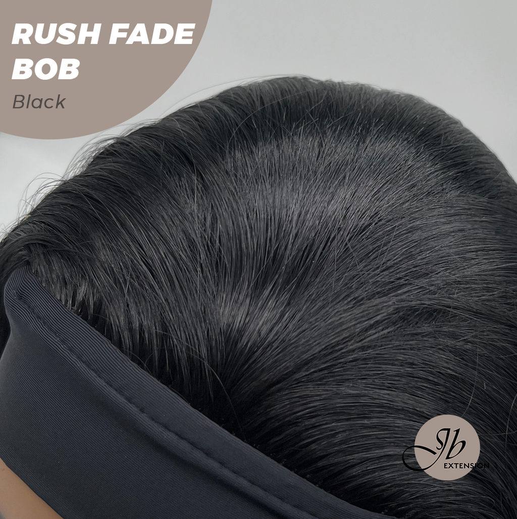 JBEXTENSION 12 Inches Short Hair Black Headband Wig RUSH FADE BOB - BLACK