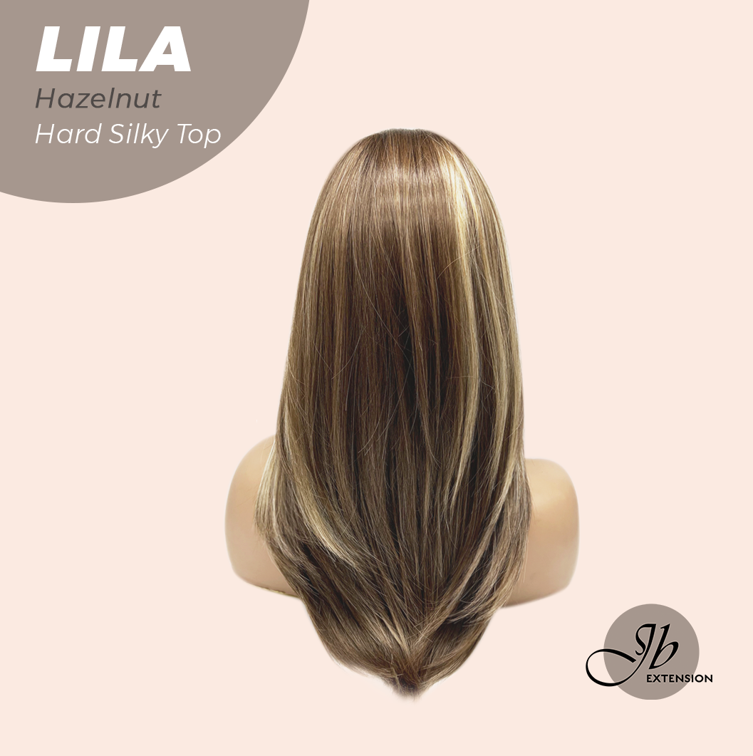 JBEXTENSION 20 Inches Scalpiana Hazelnut Wolf Cut 3.5X4 Hard Silky Top Natural Scalp Effect Wig With Bangs LILA HAZELNUT