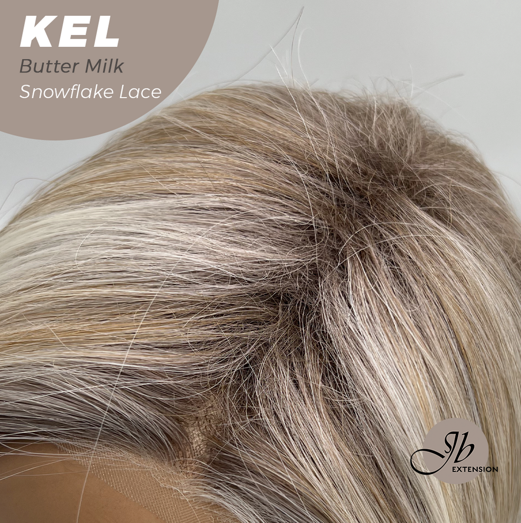 JBEXTENSION 22 Inches Butter Milk Pre-Cut Snowflake Lace Frontlace Glueless Wig KEL BUTTER MILK【PERMATEASE】【BENDY EAR TABS】- M/L