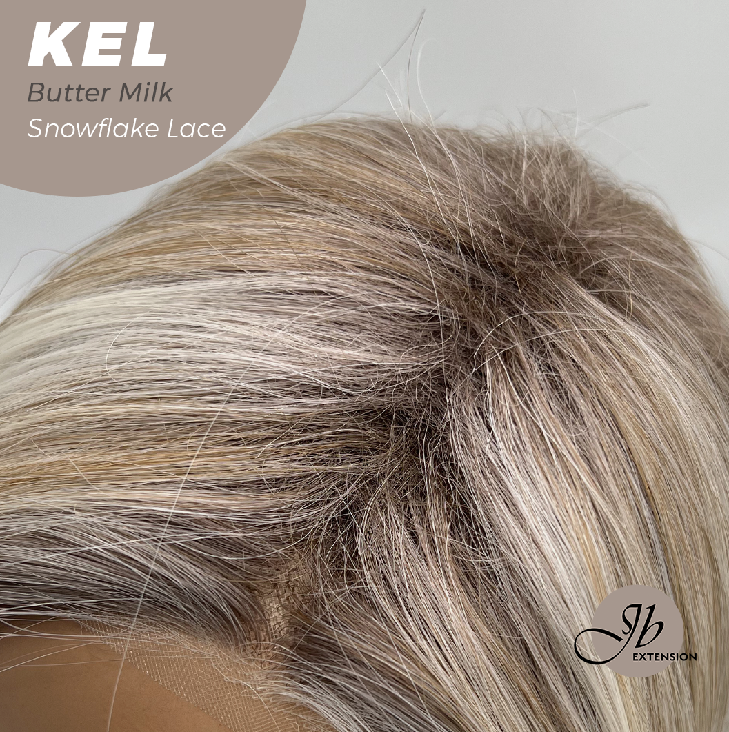 JBEXTENSION 22 Inches Butter Milk Pre-Cut Snowflake Lace Frontlace Glueless Wig KEL BUTTER MILK【PERMATEASE】【BENDY EAR TABS】- M/L
