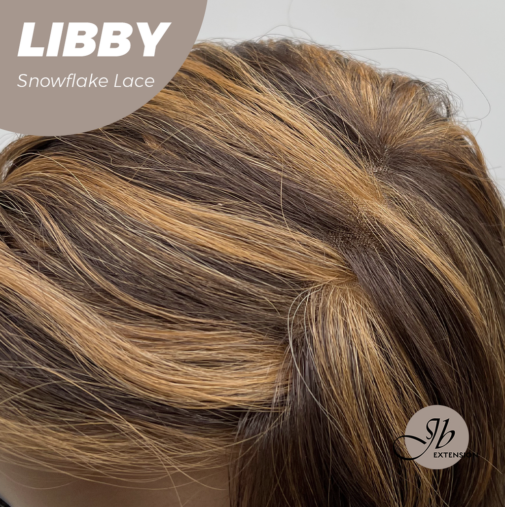 JBEXTENSION 11 Inches Wave Caramel Pre-Cut Side Part Snowflake Lace Frontlace Glueless Wig LIBBY【BENDY EAR TABS】