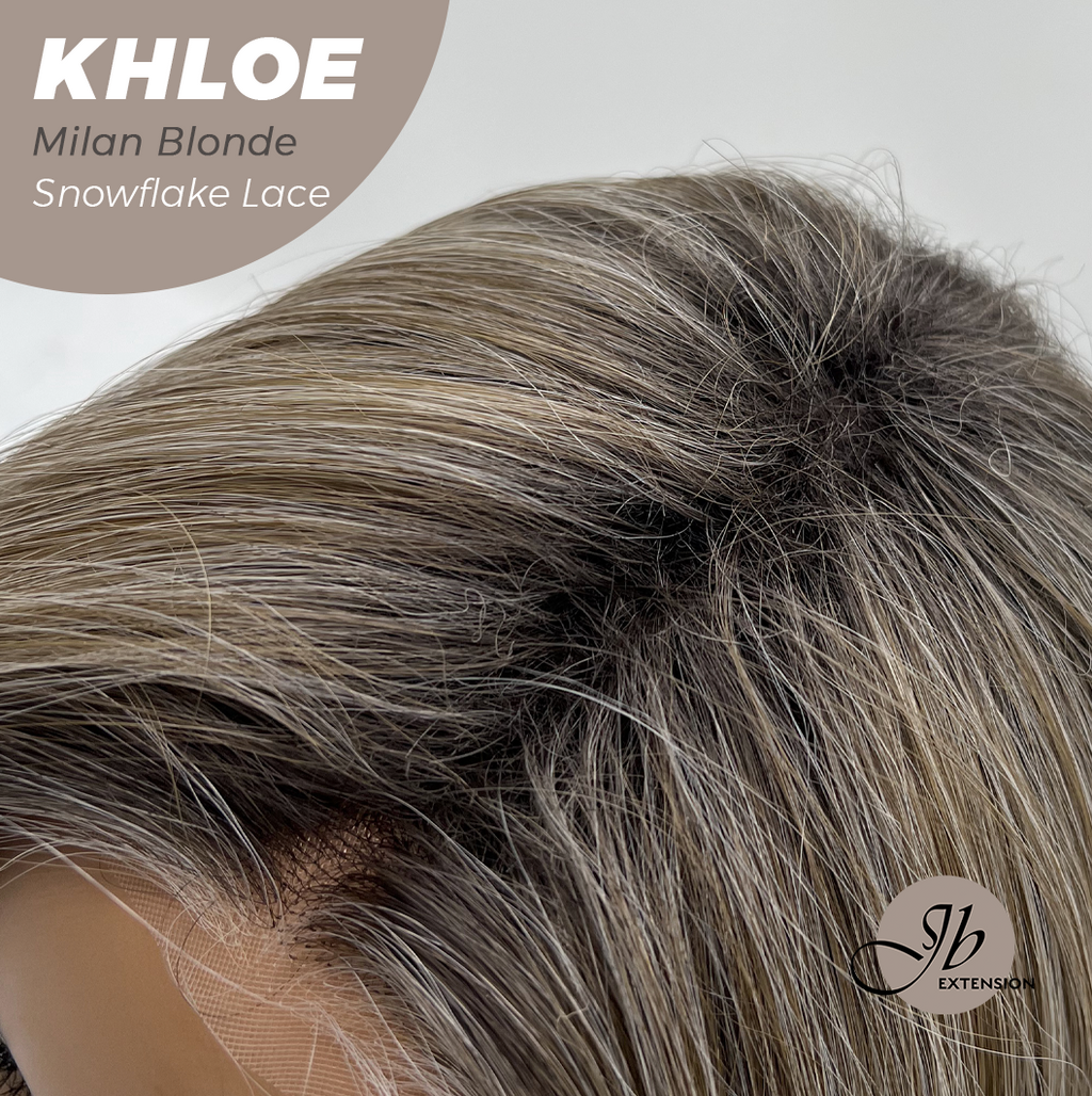 JBEXTENSION 12 Inches Bob Cut Milan Blonde Pre-Cut Snowflake Lace Frontlace Glueless Wig KHLOE MILAN BLONDE【PERMATEASE】【BENDY EAR TABS】- M/L