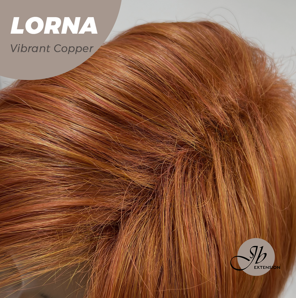 HOT OF SEASON - 18 Inches Vibrant Copper Curly Women Fashion Full Machine Wig With Bangs LORNA VIBRANT COPPER【PLUS PERMATEASE】【BENDY EAR TABS】