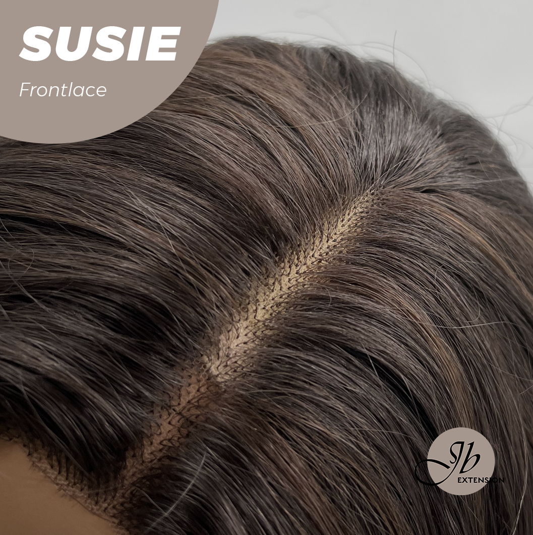 JBEXTENSION 16 Inches Dark Brown Women Pre-Cut Frontlace Glueless Wig SUSIE
