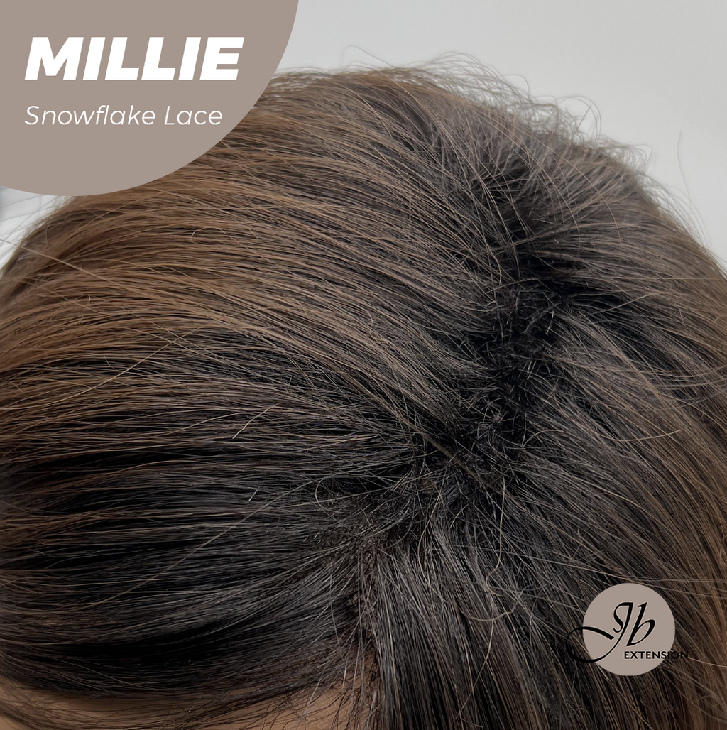 JBEXTENSION 16 Inches Mocha Pre-Cut Snowflake Lace Frontlace Glueless Wig MILLIE SNOWFLAKE【PERMATEASE】【BENDY EAR TABS】