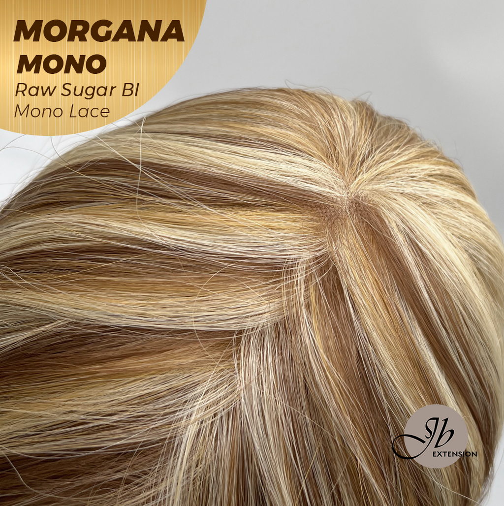 JBEXTENSION MORGANA MONO Monofilament Handmade Wig 6X5 Full Monofilament Hand Tied Top Wig 13 Inches Raw Sugar Blonde Mono Lace Wig With Anti-slip Silicone Strips Glueless Wig MORGANA MONO RAW SUGAR BLONDE【BENDY EAR TABS】