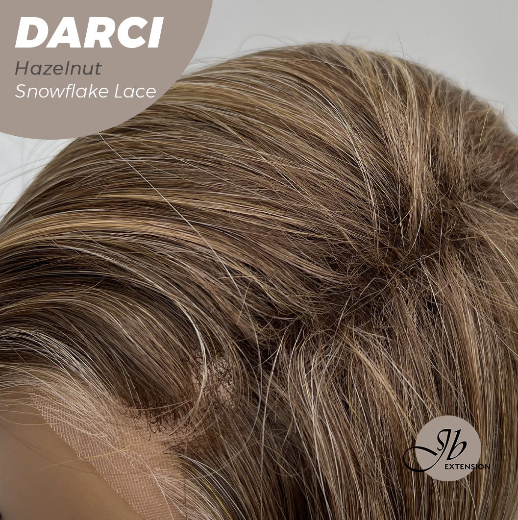 [PRE-ORDER] JBEXTENSION 25 Inches Hazelnut Blonde Highlight Pre-Cut Snowflake Lace Frontlace Glueless Wig DARCI HAZELNUT【PERMATEASE】【BENDY EAR TABS】