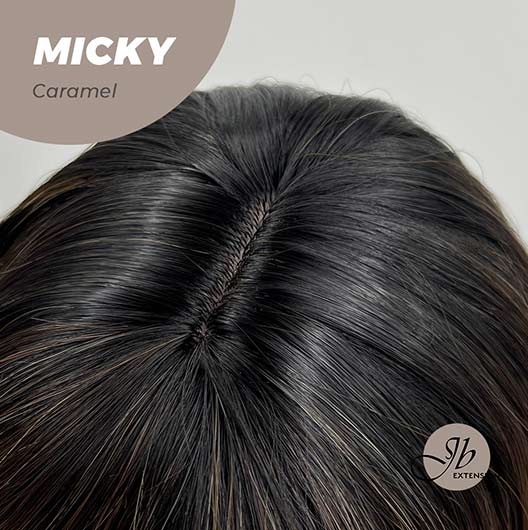 JBEXTENSION 26 Inches Caramel Body Wave With Dark Root Wig With Bangs MICKY CARAMEL