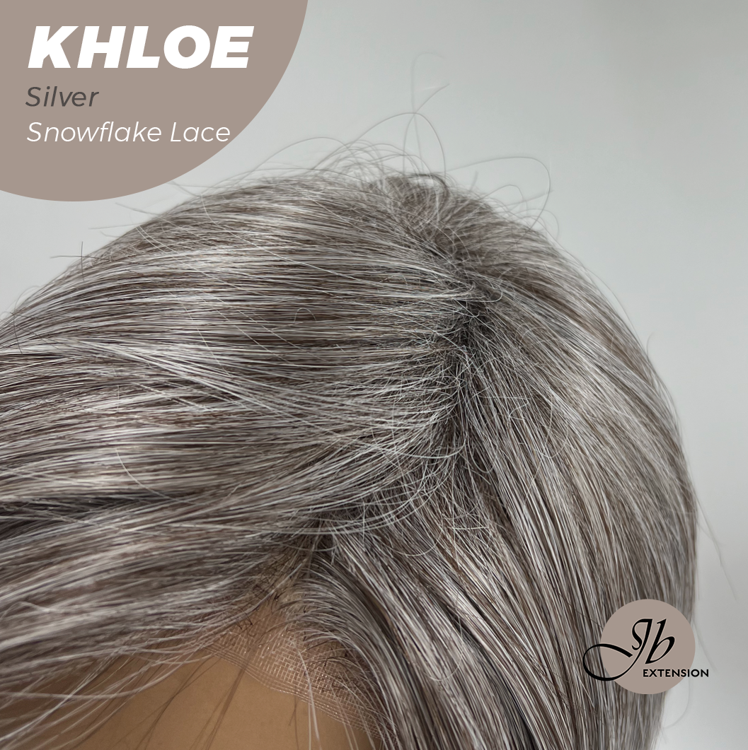 HOT OF SEASON -12 Inches Bob Cut Silver Pre-Cut Snowflake Lace Frontlace Glueless Wig KHLOE SILVER【PERMATEASE】【BENDY EAR TABS】