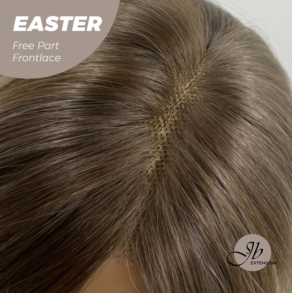 JBEXTENSION 25 Inches Mix Blonde Curly Free Part Pre-Cut Frontlace Glueless Wig EASTER