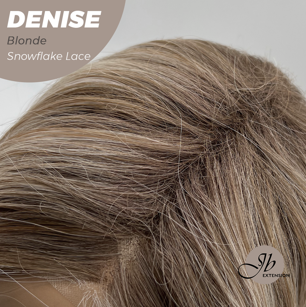 JBEXTENSION 24 Inches Blonde Wave Pre-Cut Snowflake Lace Frontlace Glueless Wig DENISE BLONDE【PERMATEASE】【BENDY EAR TABS】- M/L