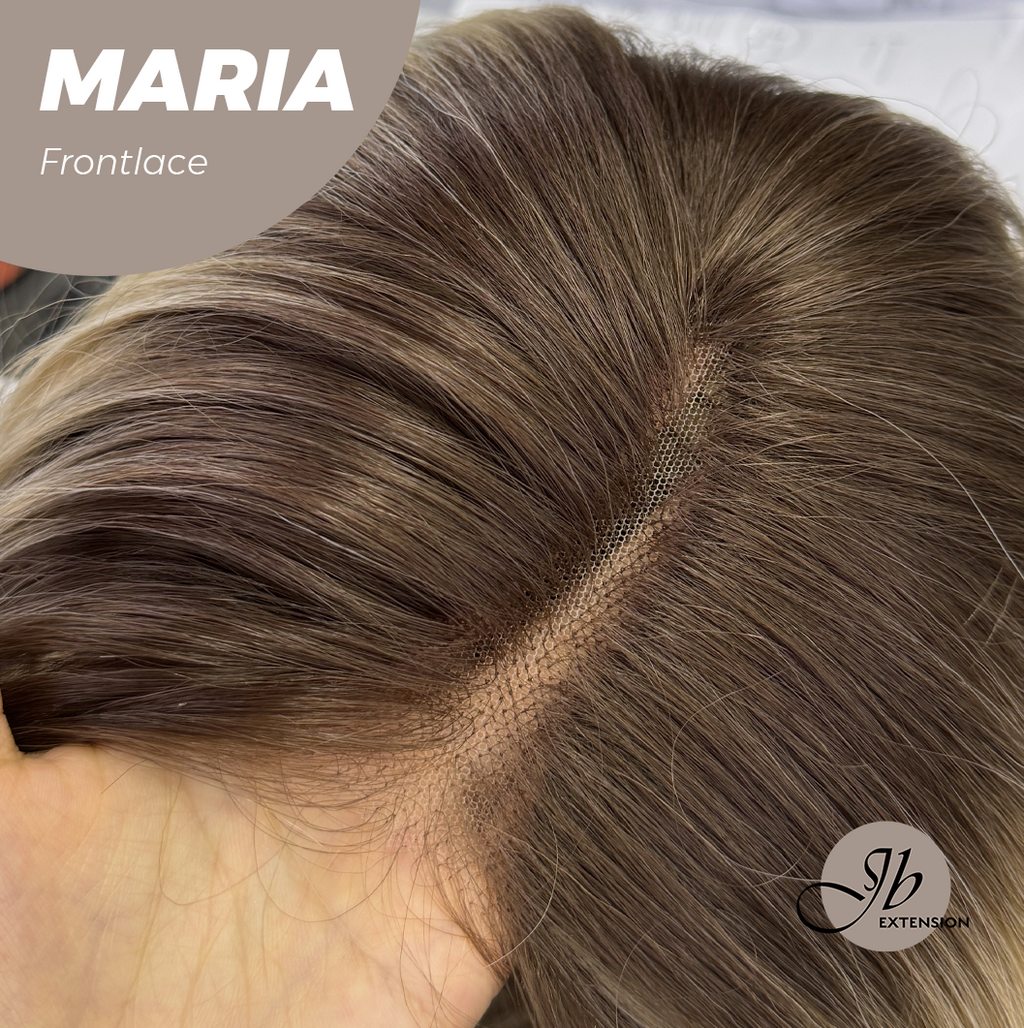 JBEXTENSION 12 Inches Blonde With Dark Root Pre-Cut Side Part Frontlace Glueless Wig MARIA