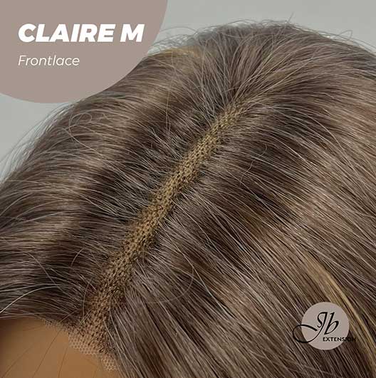 JBEXTENSION 22 Inches Body Wave Brown With Highlight Pre-Cut Frontlace Glueless Wig CLAIRE LACE M