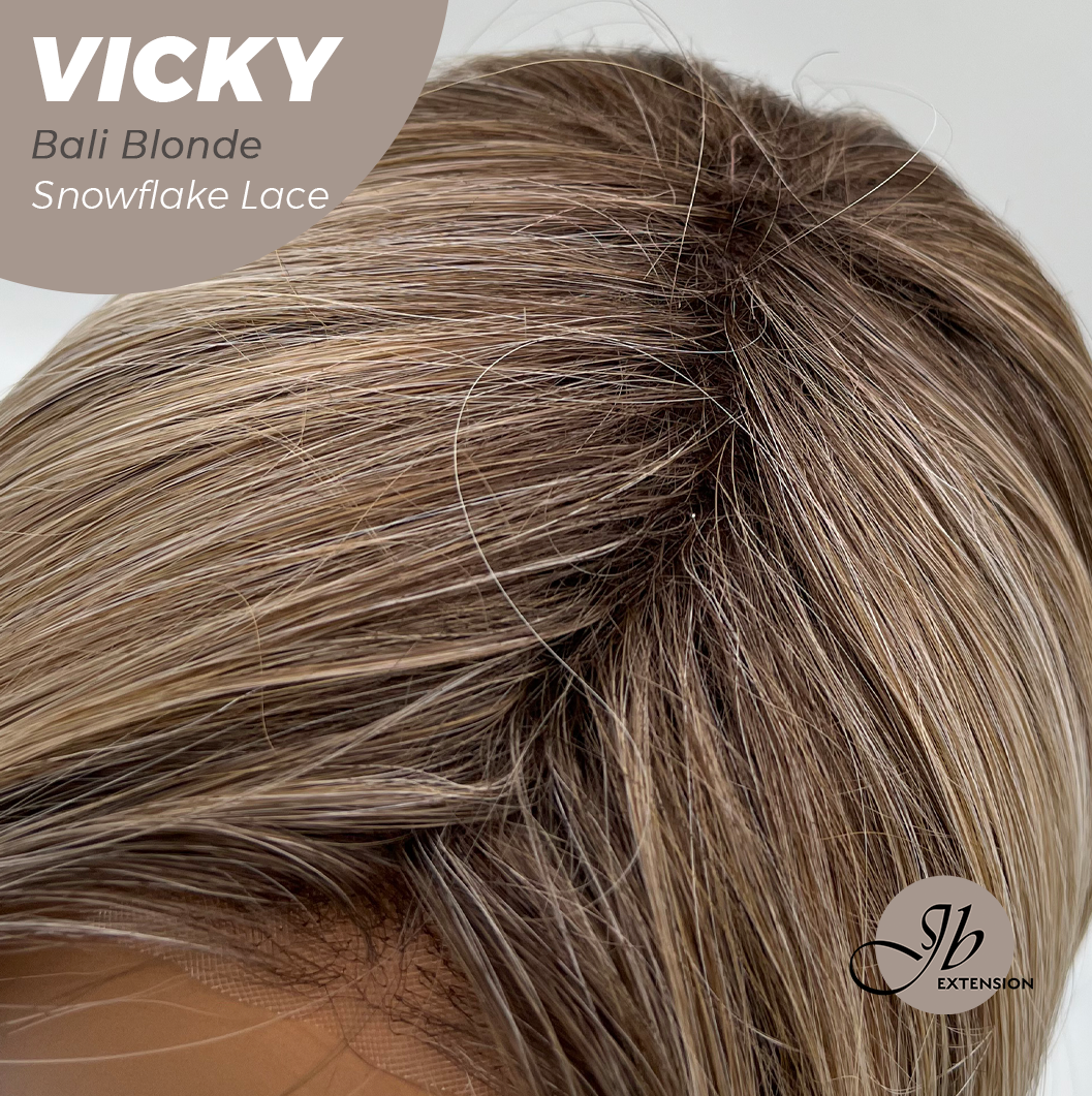JBEXTENSION 20 Inches Bali Blonde Pre-Cut Snowflake Lace Frontlace Glueless Wig VICKY BALI BLONDE【PERMATEASE】【BENDY EAR TABS】- M/L