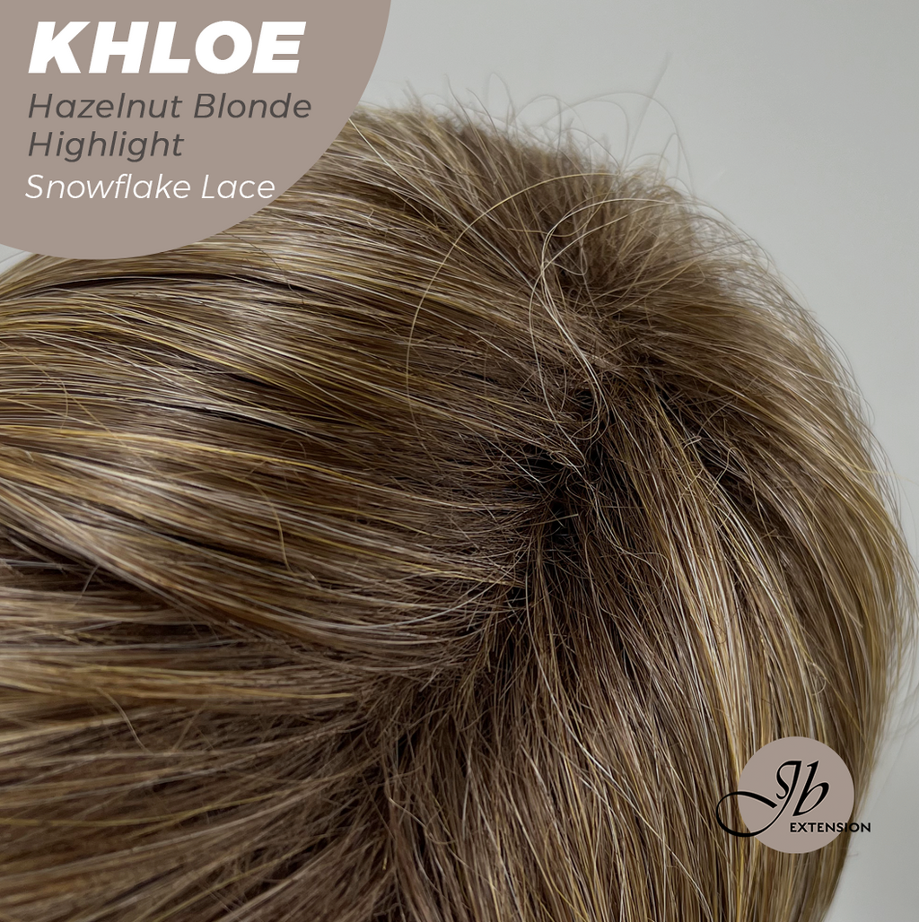 HOT OF SEASON - 12 Inches Bob Cut Hazelnut Blonde Highlight Pre-Cut Snowflake Lace Frontlace Glueless Wig KHLOE HAZELNUT【PERMATEASE】【BENDY EAR TABS】