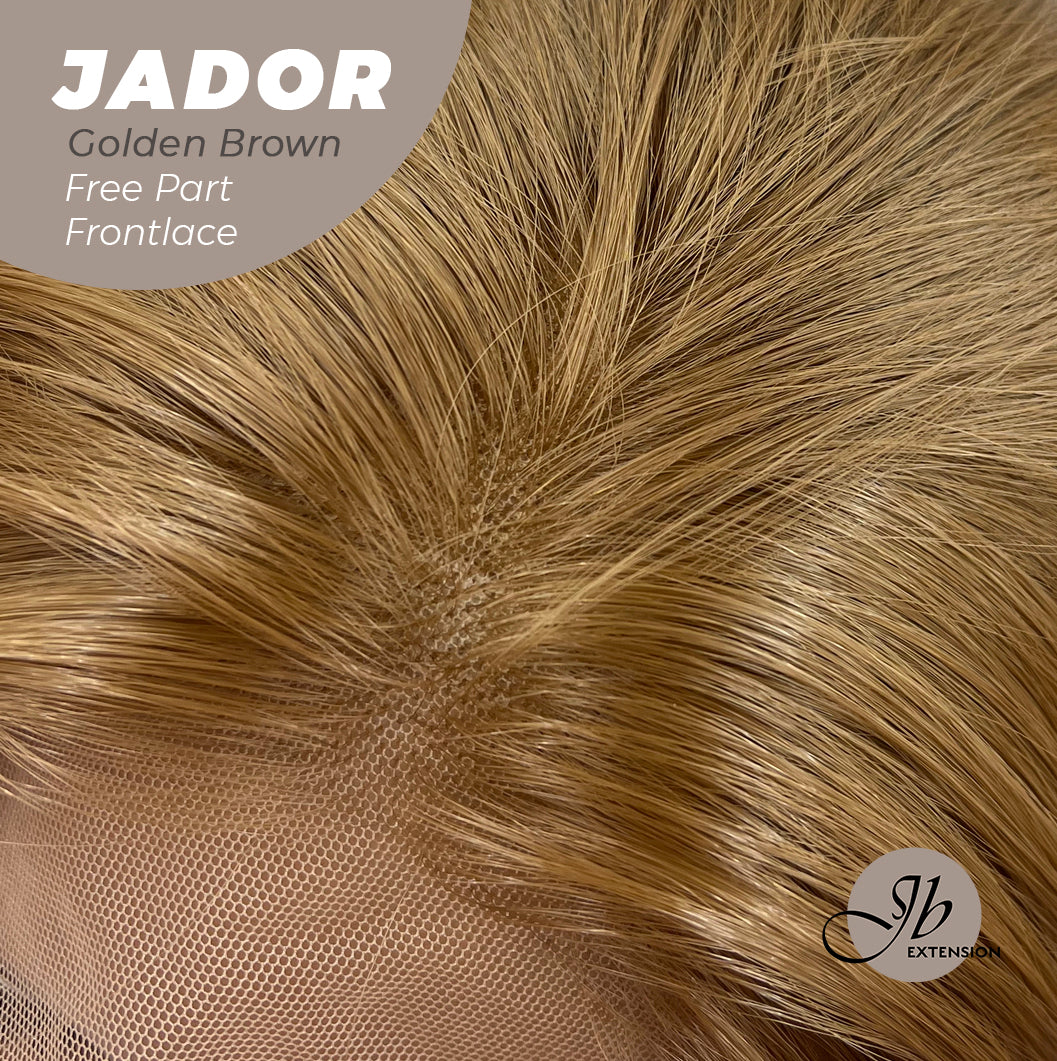 JBEXTENSION 10 Inches Golden Brown Curly Lace Front Wig.Pre Plucked 13*3 HD Transparent Lace Frontal Handmade Futura Fiber Swiss Lace Synthetic Fiber Glueless Wig JADOR GOLDEN BROWN