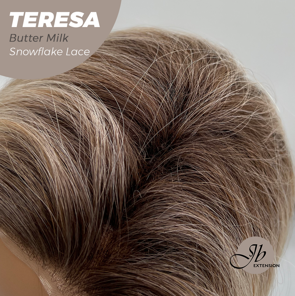 JBEXTENSION 18 Inches Butter Milk Pre-Cut Snowflake Lace Frontlace Glueless Wig TERESA BUTTER MILK【PERMATEASE】【BENDY EAR TABS】