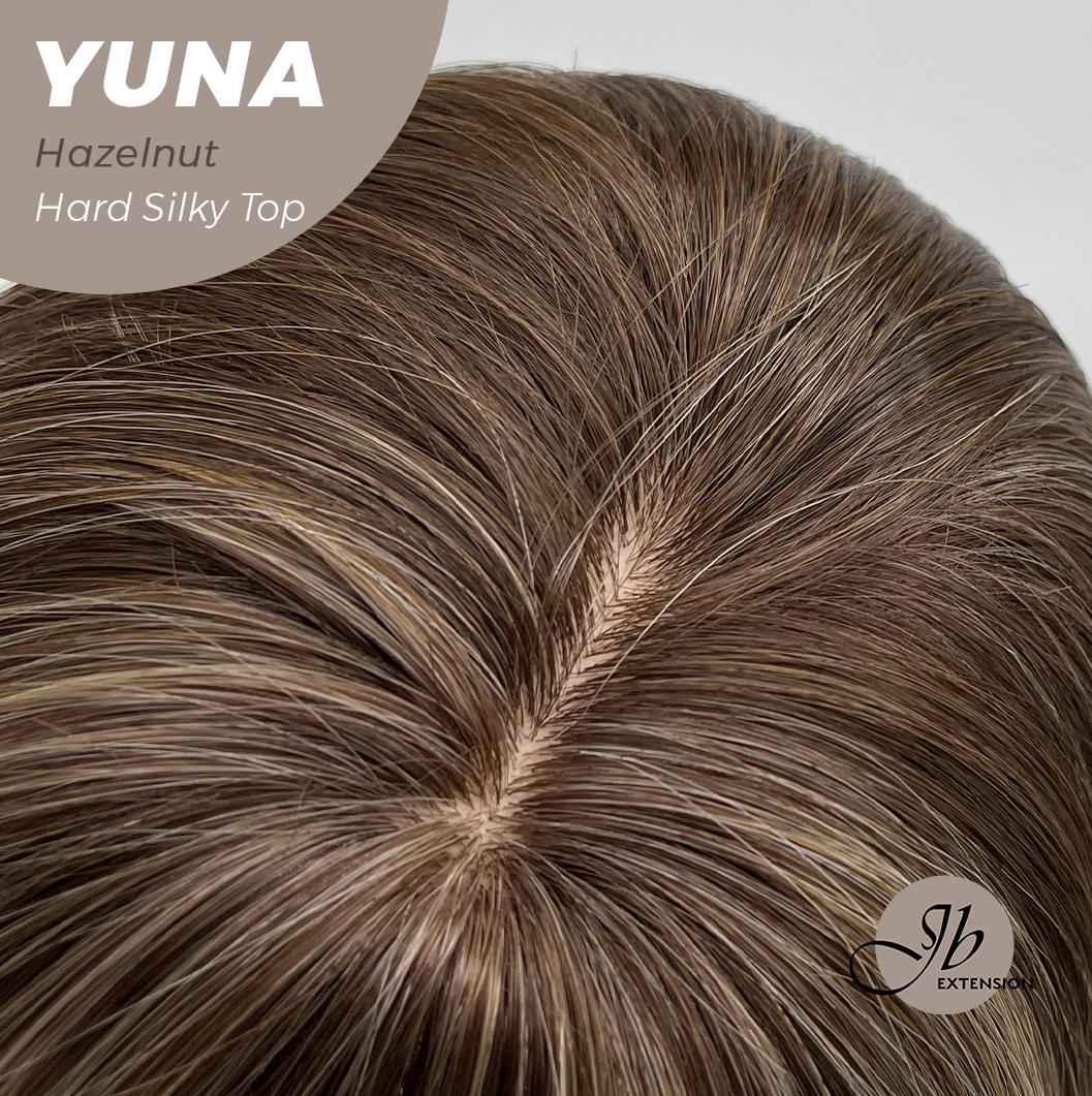 JBEXTENSION 12 Inches Scalpiana Hazelnut 3.5X4 Hard Silky Top Natural Scalp Effect Women Wig With Bangs YUNA HAZELNUT