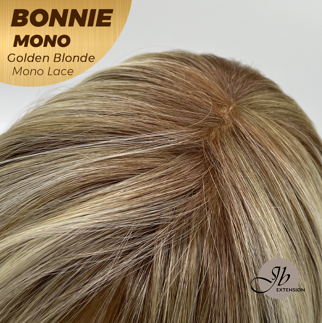 [PRE-ORDER] JBEXTENSION BONNIE MONO GOLDEN BLONDE Full Monofilament Handmade Full Lace Full Hand Tied Wig 12 Inches Golden Blonde With Dark Root Mono Lace Handmade Futura Fiber Glueless Wig BONNIE MONO GOLDEN BLONDE【BENDY EAR TABS】