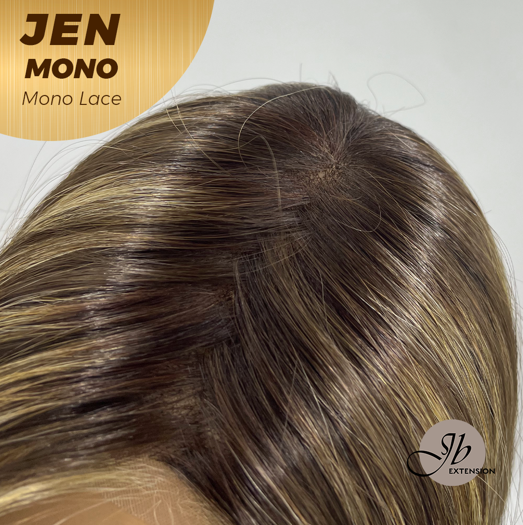 [PRE-ORDER] JBEXTENSION JEN MONO Monofilament Handmade Wig 6X5 Full Monofilament Hand Tied Top Wig 18 Inches Hazelnut Blonde Highlight Mono Lace Wig With Anti-slip Silicone Strips Glueless Wig JEN MONO【BENDY EAR TABS】
