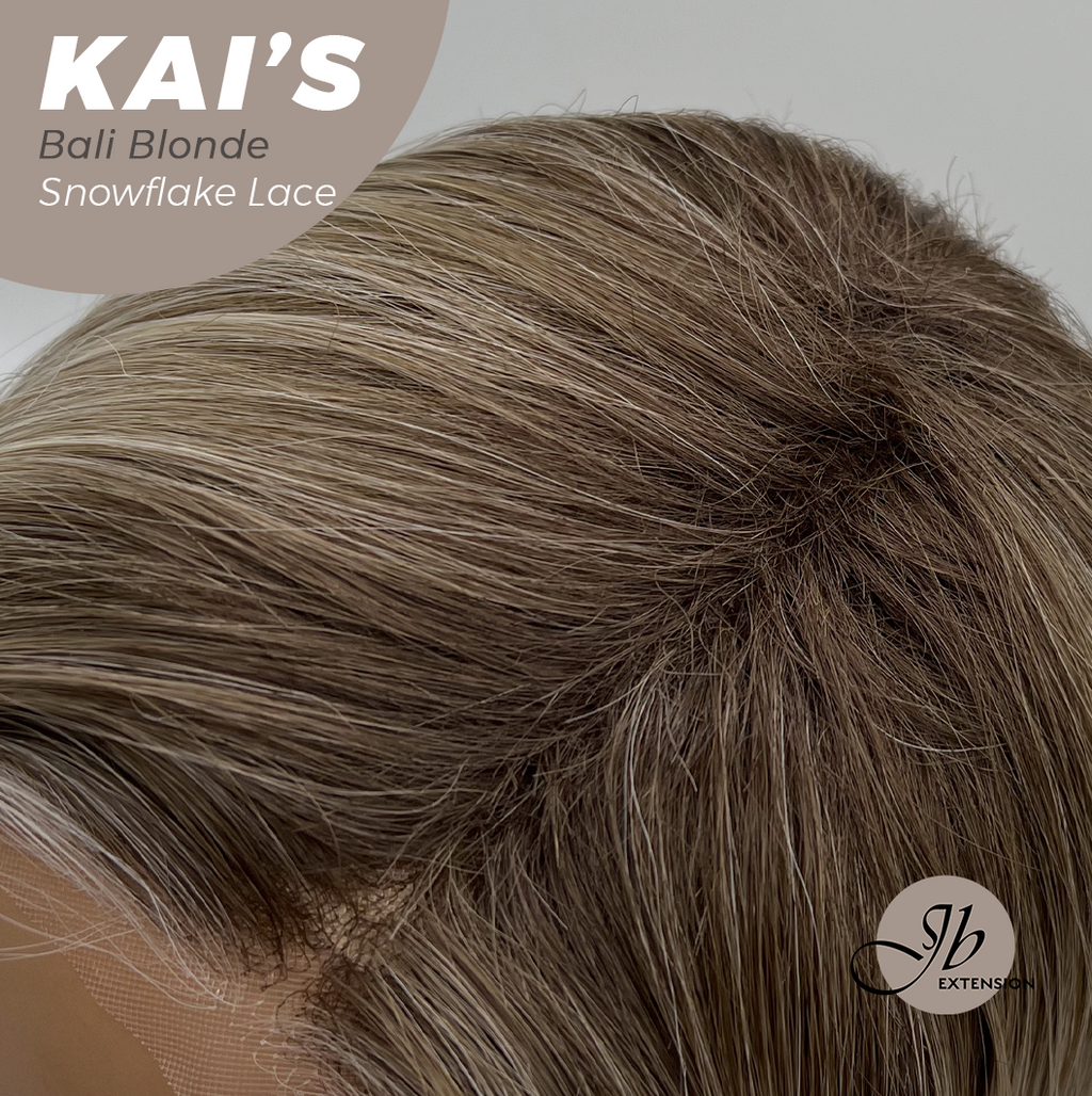 JBEXTENSION 18 Inches Bali Blonde Pre-Cut Snowflake Lace Frontlace Glueless Wig KAI'S BALI BLONDE【PERMATEASE】【BENDY EAR TABS】- S/M
