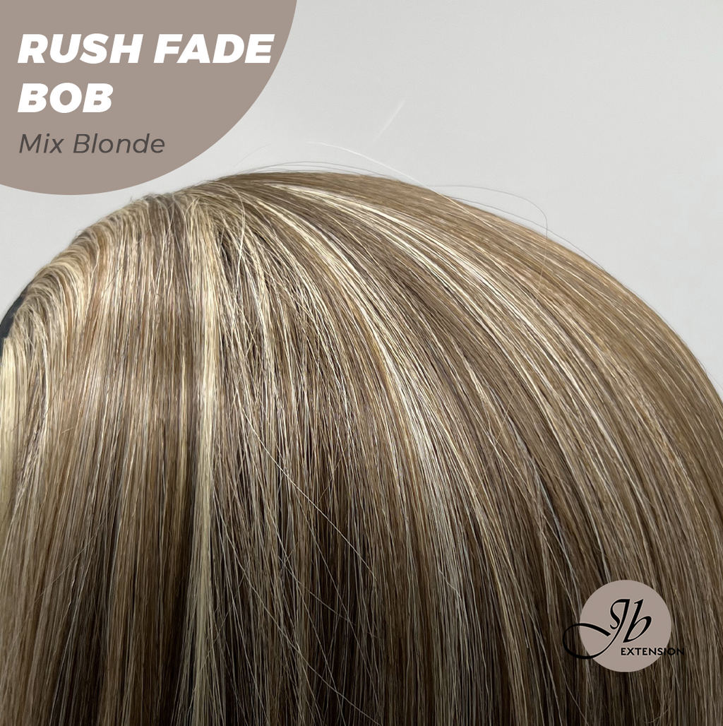 JBEXTENSION 12 Inches Short Hair Mix Blonde Headband Wig RUSH FADE BOB - MIX BLONDE