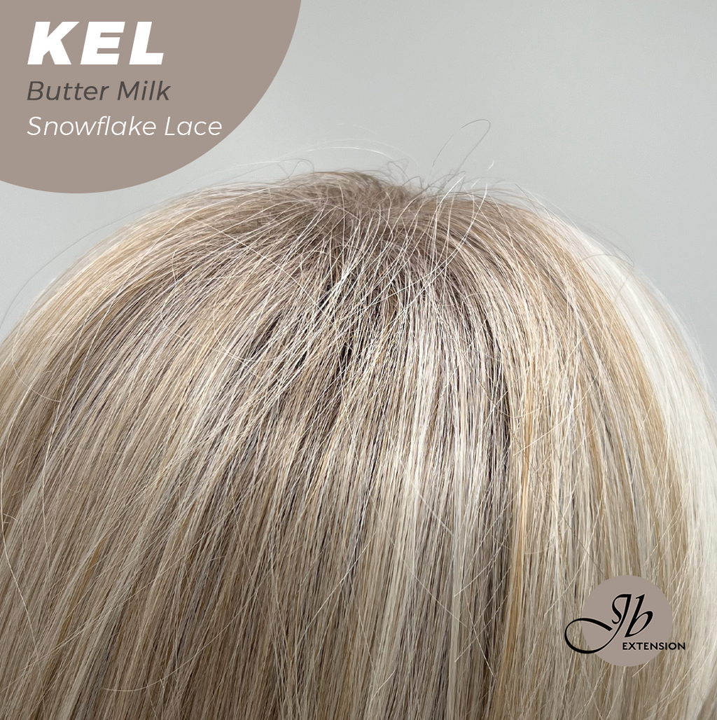 JBEXTENSION 22 Inches Butter Milk Pre-Cut Snowflake Lace Frontlace Glueless Wig KEL BUTTER MILK【PERMATEASE】【BENDY EAR TABS】- M/L