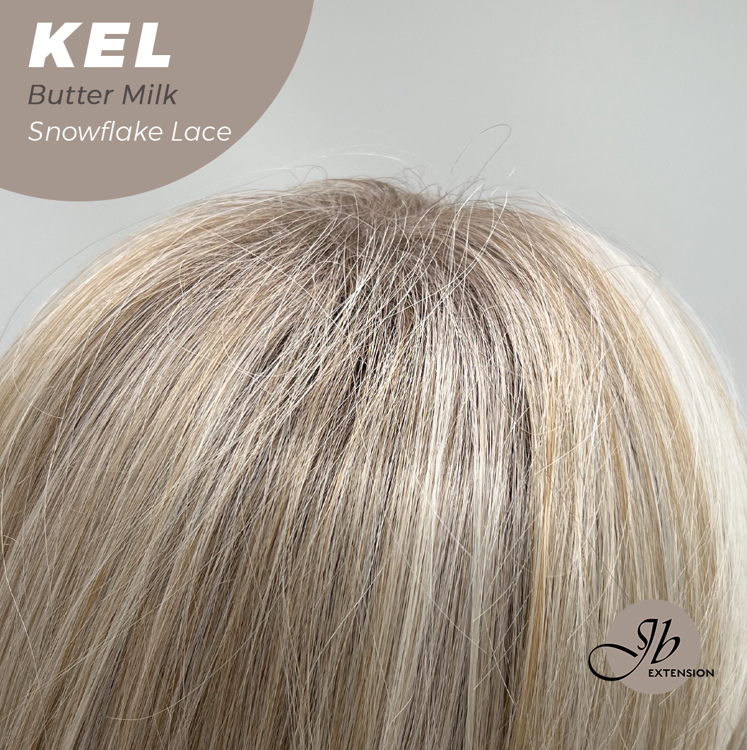 JBEXTENSION 22 Inches Butter Milk Pre-Cut Snowflake Lace Frontlace Glueless Wig KEL BUTTER MILK【PERMATEASE】【BENDY EAR TABS】- M/L