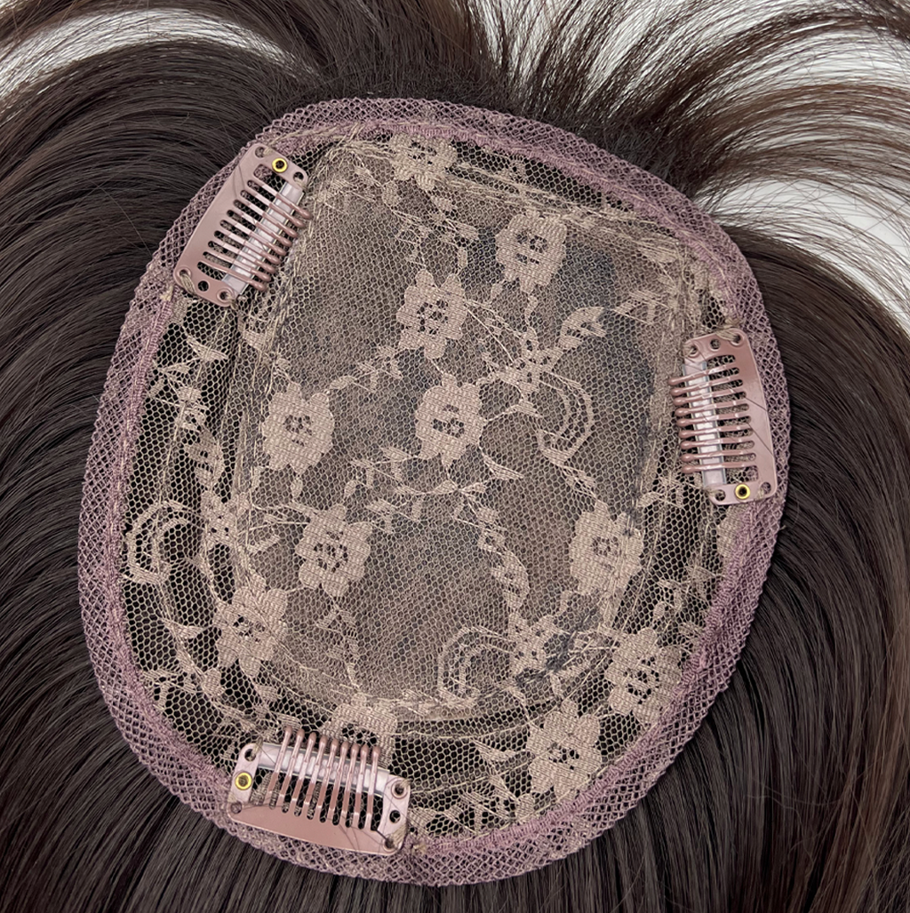 JBEXTENSION 14 Inches Scalpiana Hard Silky Topper Clip in Synthetic Fiber Topper Hair Piece Hair with Bangs for Women Clip in Top Crown Hair Clip on Toupee Hairpiece for Slight Hair Loss/Thinning Hair