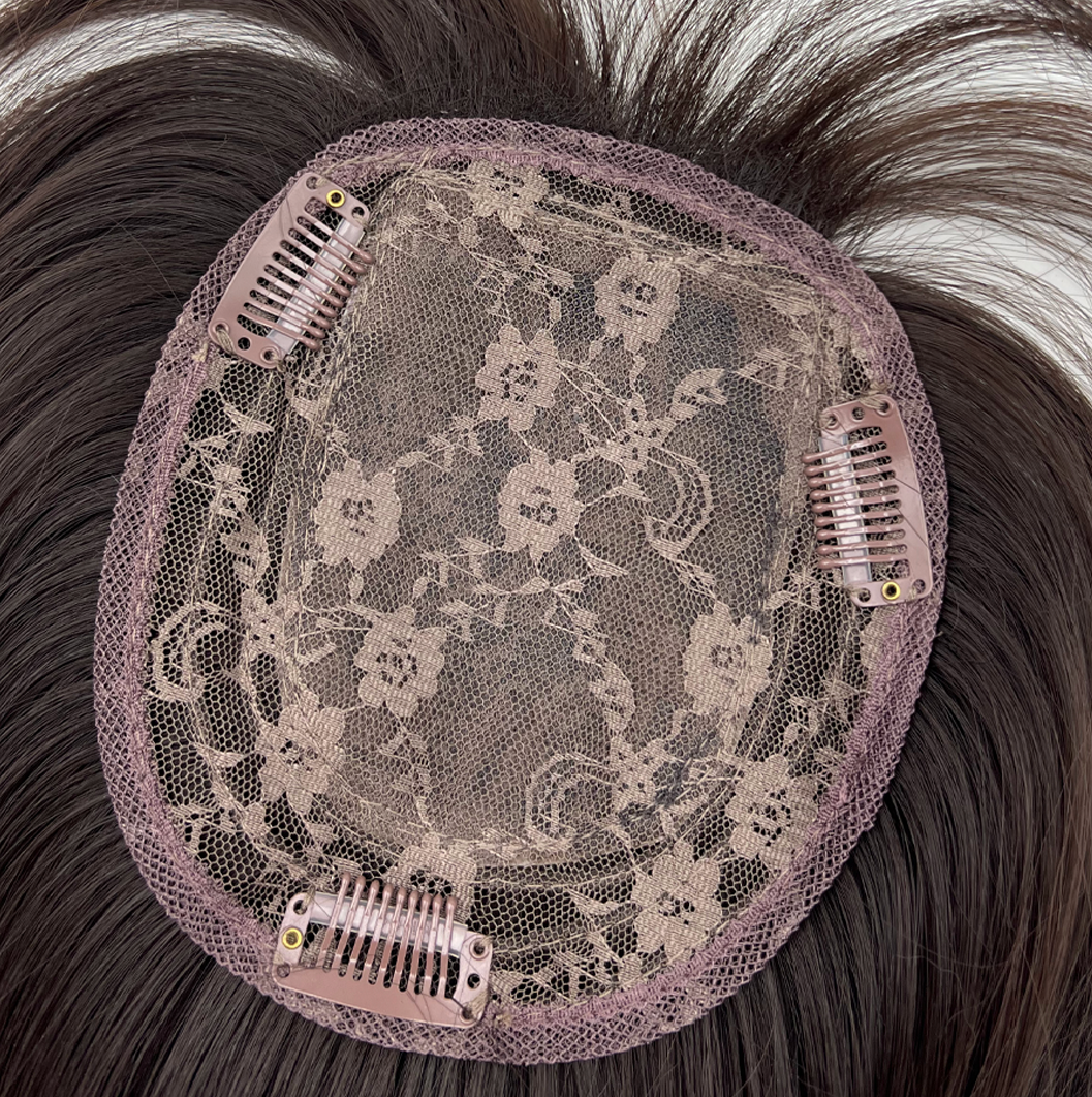 JBEXTENSION 14 Inches Scalpiana Hard Silky Topper Clip in Synthetic Fiber Topper Hair Piece Hair with Bangs for Women Clip in Top Crown Hair Clip on Toupee Hairpiece for Slight Hair Loss/Thinning Hair