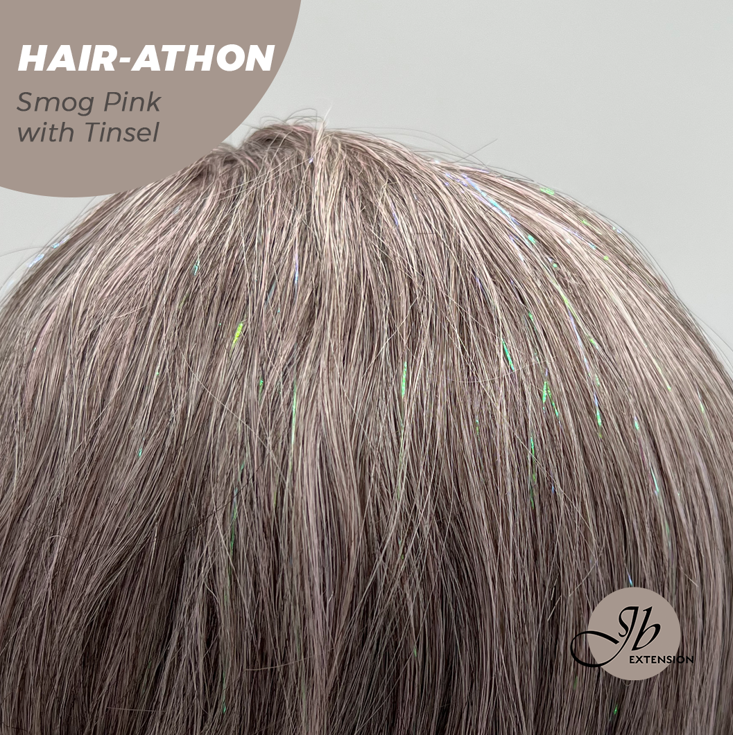 JBEXTENSION 18 Inches Curly Smog Pink with Tinsel Headband Wig HAIR-ATHON - SMOG PINK WITH TINSEL