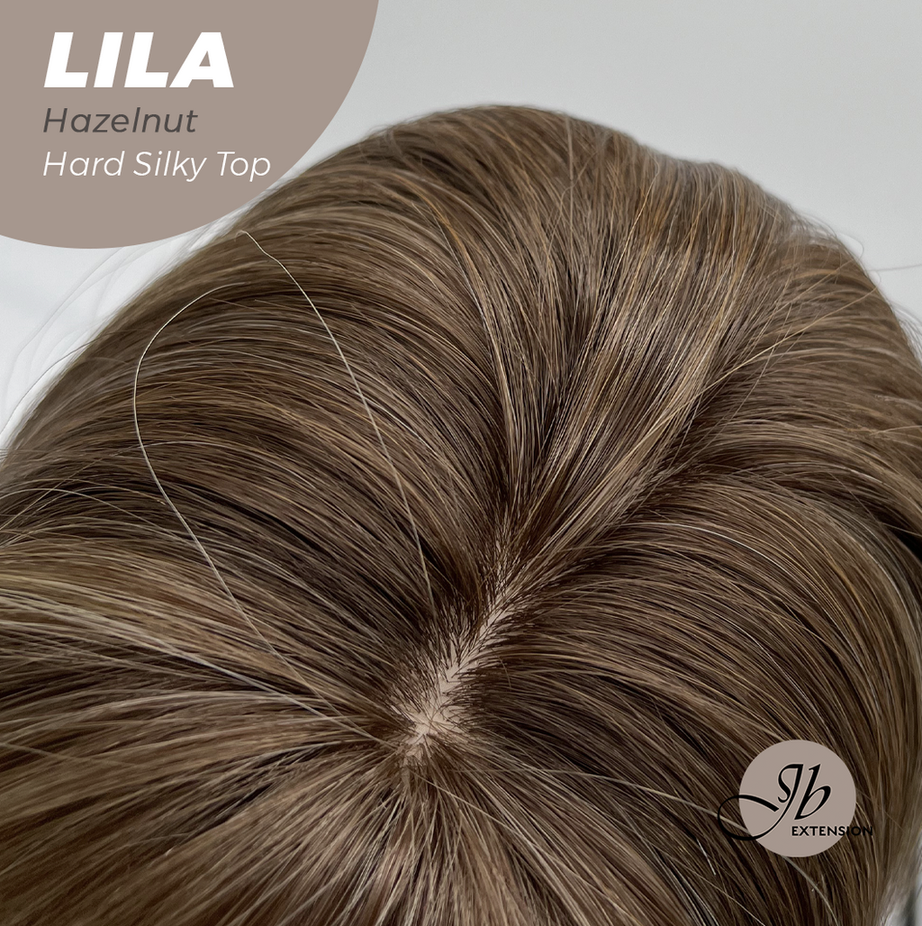 JBEXTENSION 20 Inches Scalpiana Hazelnut Wolf Cut 3.5X4 Hard Silky Top Natural Scalp Effect Wig With Bangs LILA HAZELNUT