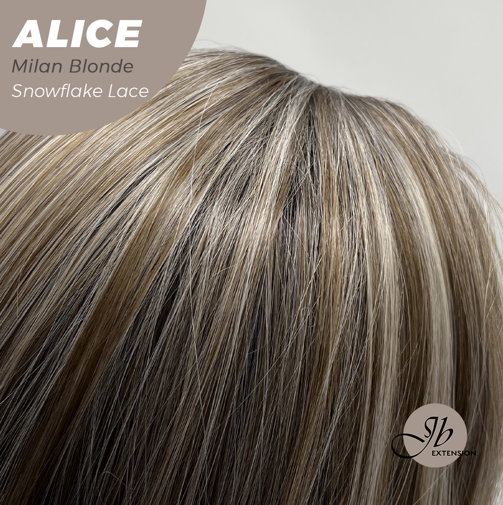 JBEXTENSION 12 Inches Milan Blonde Pre-Cut Side Part Snowflake Lace Frontlace Glueless Wig ALICE MILAN BLONDE【BENDY EAR TABS】- S/M