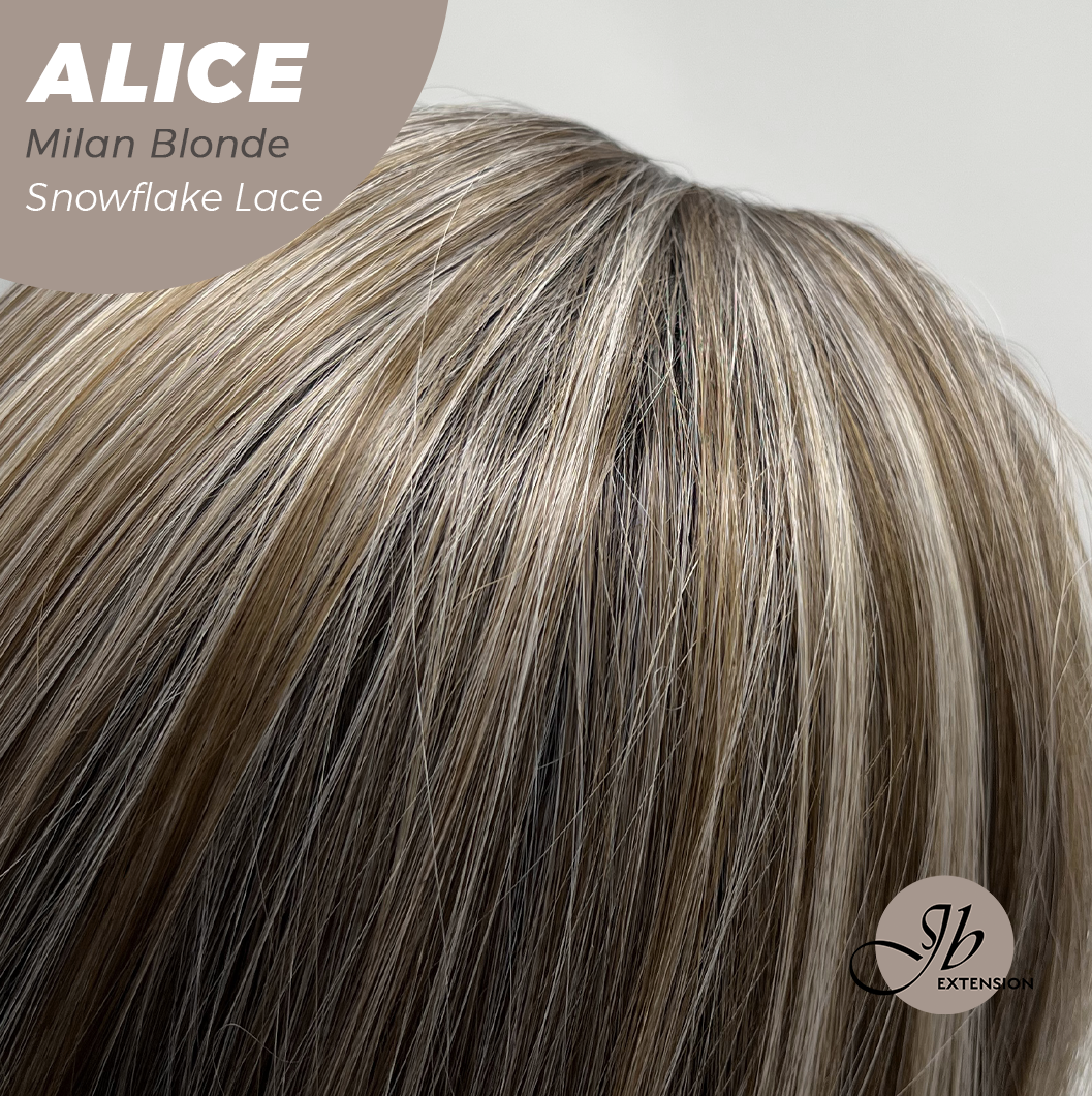 JBEXTENSION 12 Inches Milan Blonde Pre-Cut Side Part Snowflake Lace Frontlace Glueless Wig ALICE MILAN BLONDE【BENDY EAR TABS】- S/M