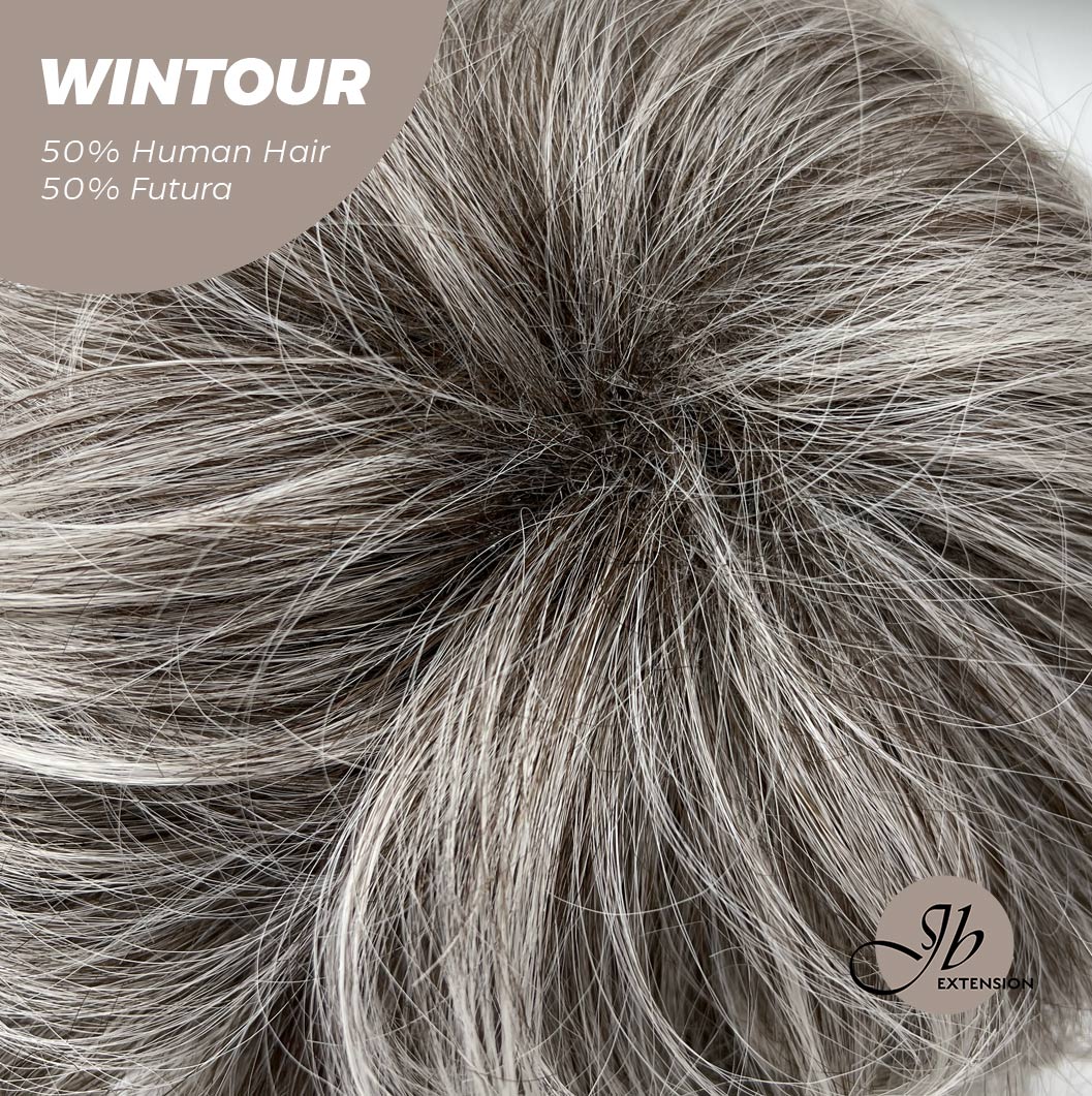Olivia's Pick-Pixie Cut Silver Half Real Human Hair Half Futura Fiber Fashion Women Wig WINTOUR