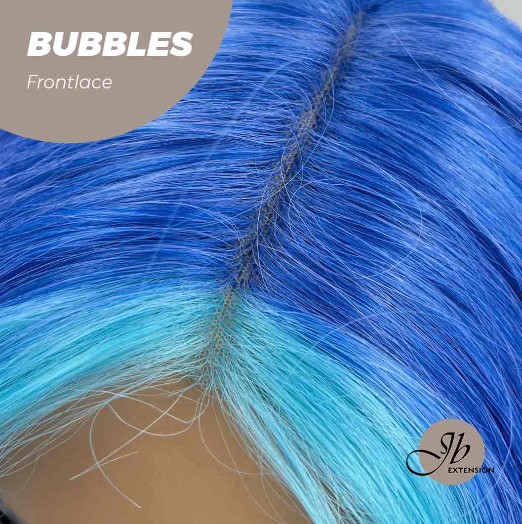 JBEXTENSION 24 Inches Mix Blue Body Wave Pre-Cut Frontlace Glueless Wig BUBBLES