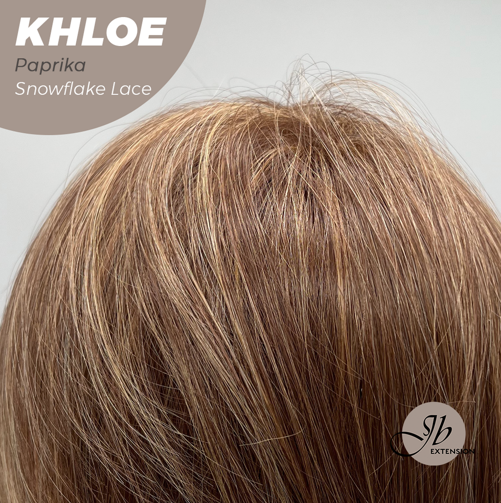 JBEXTENSION 12 Inches Bob Cut Paprika Pre-Cut Snowflake Lace Frontlace Glueless Wig KHLOE PAPRIKA【PERMATEASE】【BENDY EAR TABS】- M/L