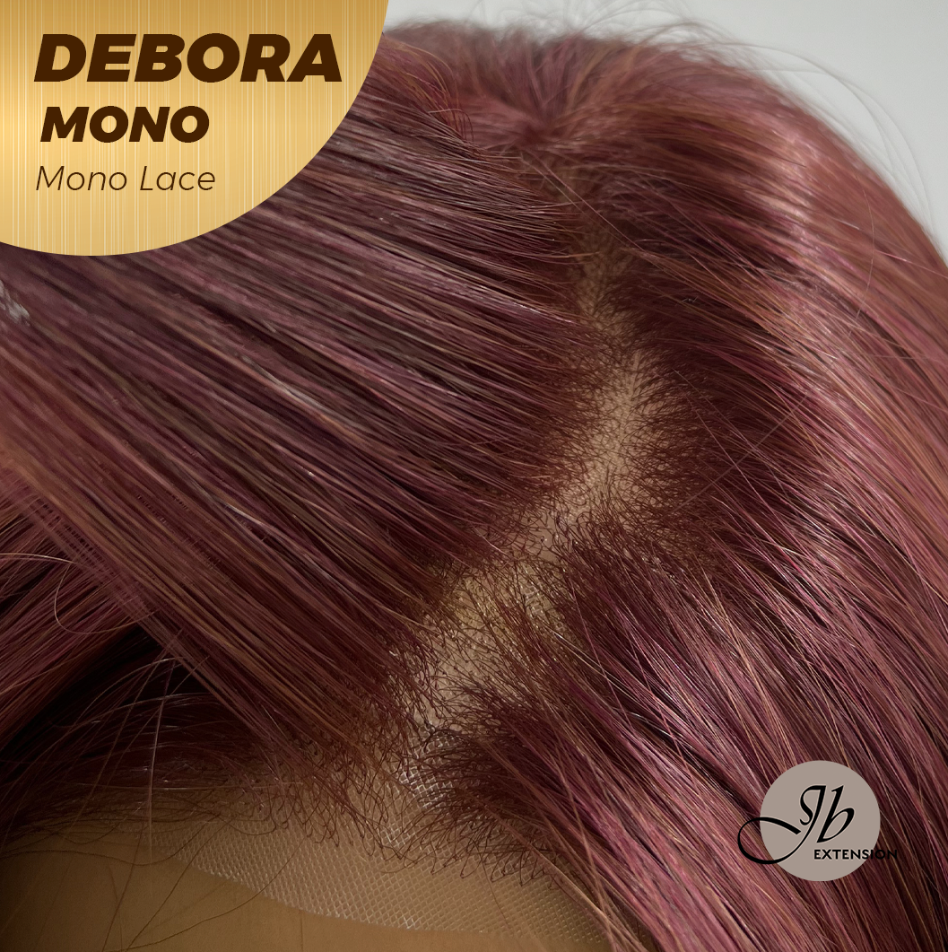 [PRE-ORDER] HOT OF SEASON - DEBORA MONO Monofilament Handmade Wig 6X5 Full Monofilament Hand Tied Top Wig 20 Inches Dark Red Mono Lace Wig With Anti-slip Silicone Strips Glueless Wig DEBORA MONO【BENDY EAR TABS】