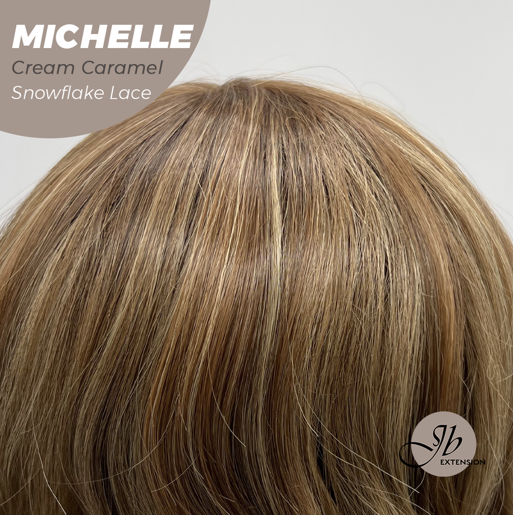 JBEXTENSION 10 Inches Cream Caramel Pre-Cut Side Part Snowflake Lace Frontlace Glueless Wig MICHELLE CREAM CARAMEL【BENDY EAR TABS】- M/L