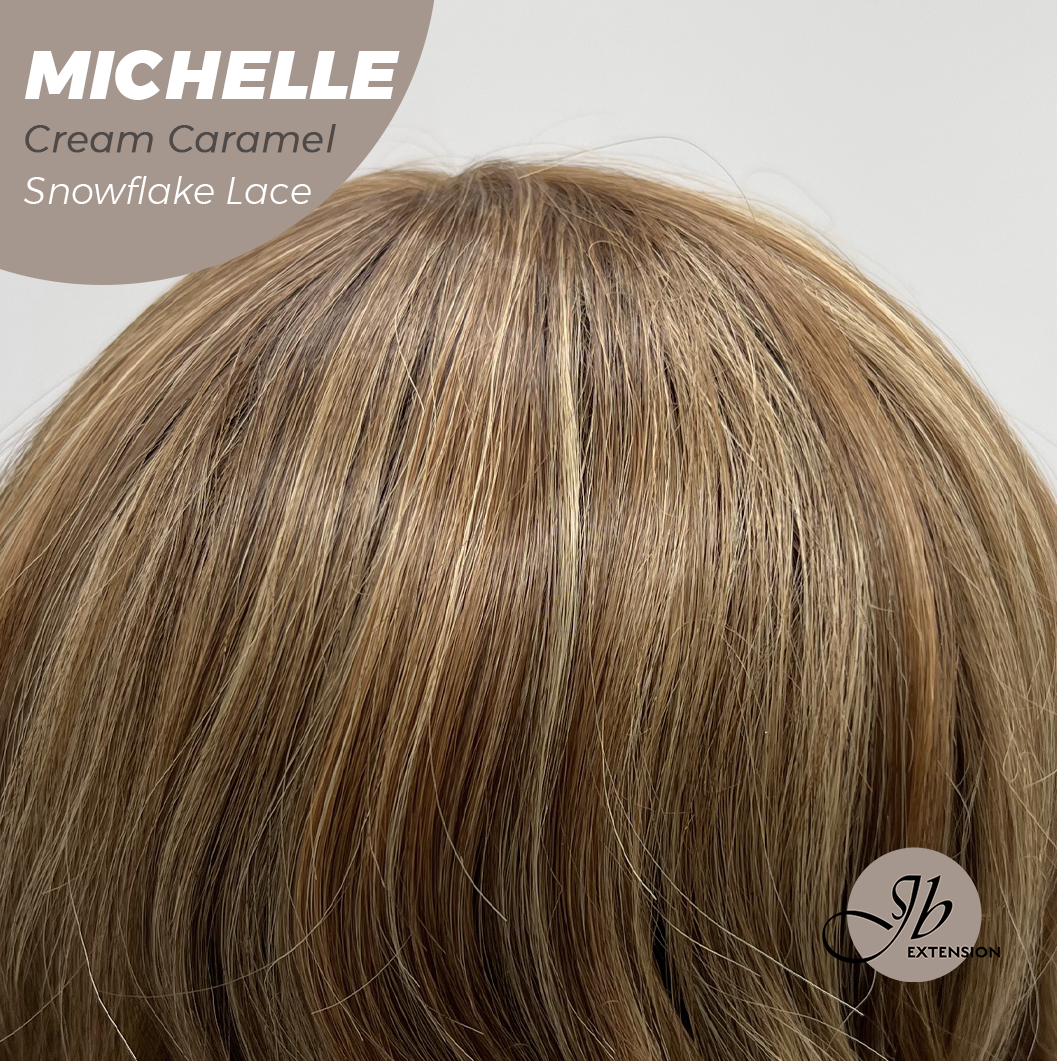 JBEXTENSION 10 Inches Cream Caramel Pre-Cut Side Part Snowflake Lace Frontlace Glueless Wig MICHELLE CREAM CARAMEL【BENDY EAR TABS】- M/L