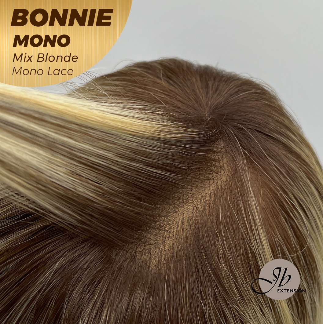 [PRE-ORDER] HOT OF SEASON - BONNIE MONO MIX BLONDE Full Monofilament Handmade Full Lace Full Hand Tied Wig 12 Inches Mix Blonde With Dark Root Mono Lace Handmade Futura Fiber Glueless Wig BONNIE MONO MIX BLONDE【BENDY EAR TABS】