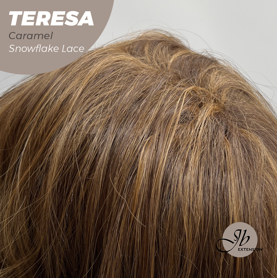 JBEXTENSION 18 Inches Caramel Pre-Cut Snowflake Lace Frontlace Glueless Wig TERESA CARAMEL【PERMATEASE】【BENDY EAR TABS】- M/L